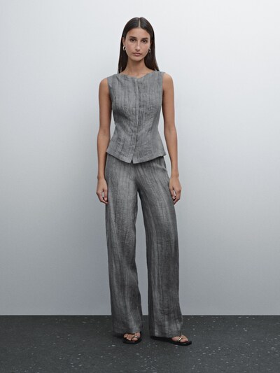 Massimo Dutti Брюки с деталями из 100% льняной ткани