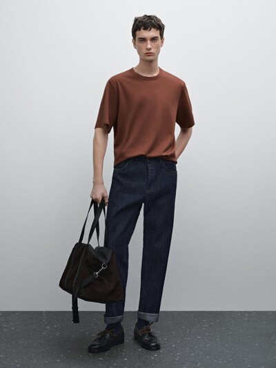 Massimo Dutti Футболка из хлопчатобумажной смеси с коротким рукавом