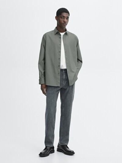 Massimo Dutti Приталенная саржевая рубашка из 100% хлопка