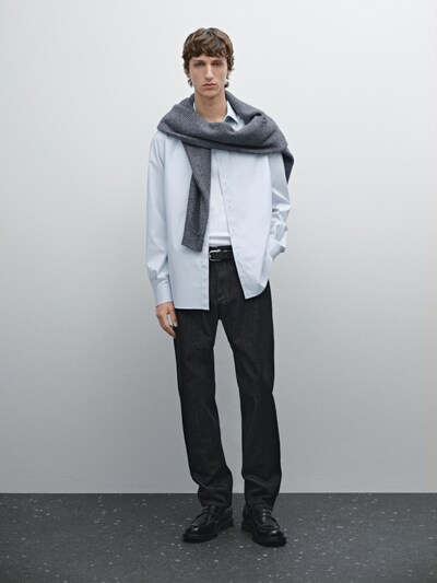 Massimo Dutti Приталенная рубашка из саржи 100% хлопка