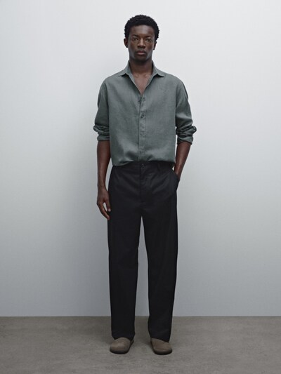 Massimo Dutti Рубашка приталенного кроя из 100% льна