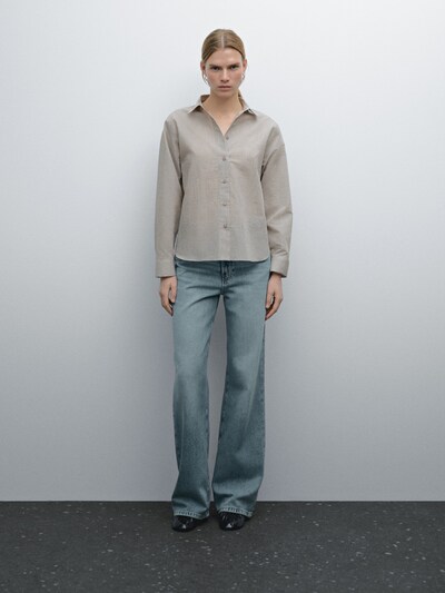 Massimo Dutti Укороченная рубашка в полоску из хлопчатобумажной смеси