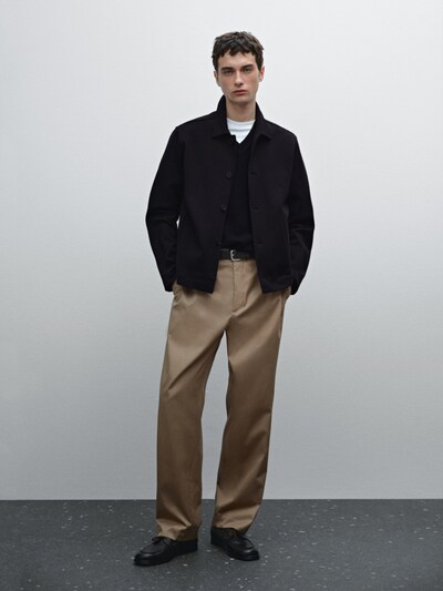 Massimo Dutti Верхняя рубашка из саржевой хлопчатобумажной смеси купить с доставкой.