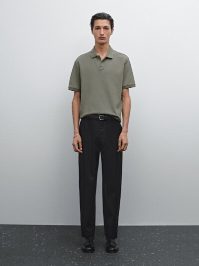 Massimo Dutti Поло с коротким рукавом из микротекстурированного хлопка