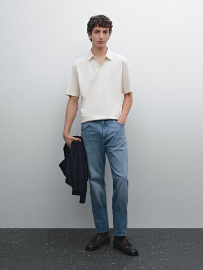 Massimo Dutti Поло с короткими рукавами из хлопка с планкой купить с доставкой.