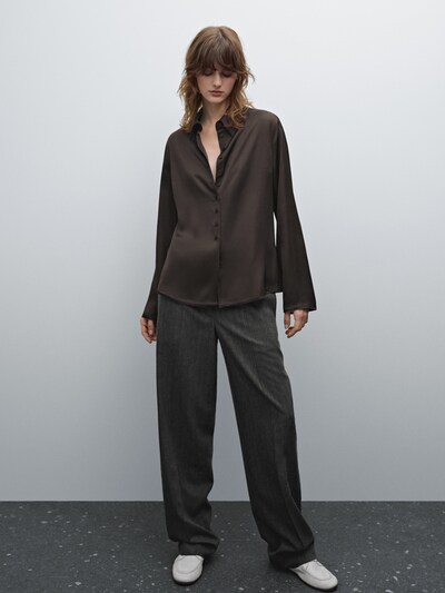 Massimo Dutti Струящаяся атласная рубашка на пуговицах