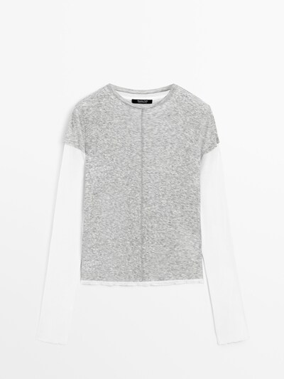 Massimo Dutti Хлопковая футболка с двойным верхом купить с доставкой.