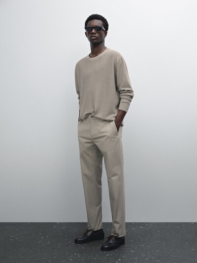Massimo Dutti Трикотажный джемпер в рубчик из 100% льна