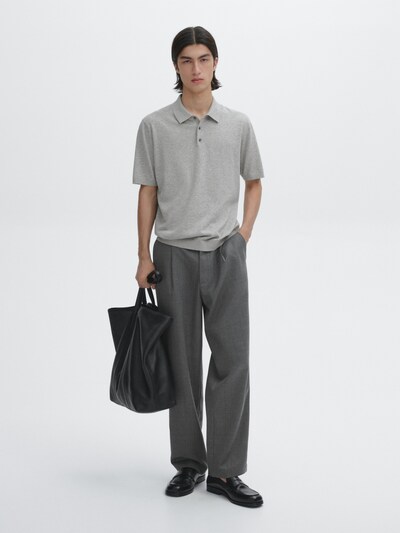 Massimo Dutti Трикотажная хлопчатобумажная рубашка поло с коротким рукавом