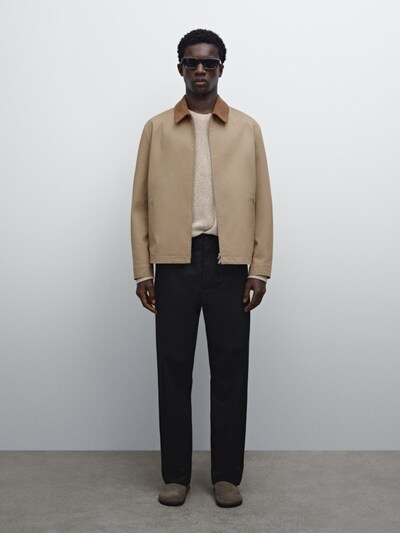 Massimo Dutti Куртка из хлопка с воротником из меха