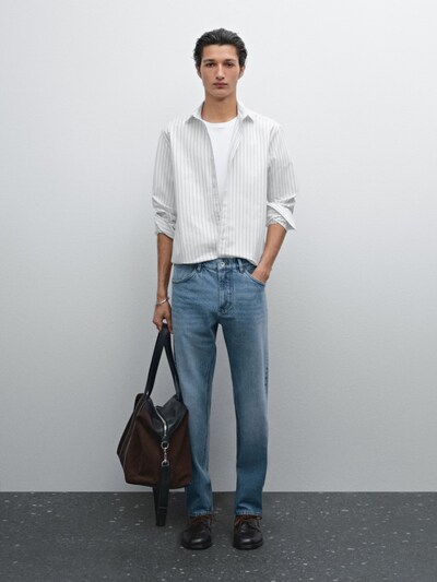 Massimo Dutti Оксфордская рубашка в полоску из 100% хлопка