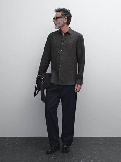 Massimo Dutti Рубашка из 100% льна обычного кроя