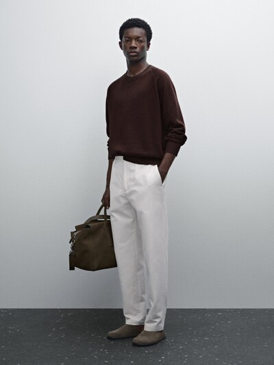 Massimo Dutti Свитер с круглым вырезом из льняной смеси