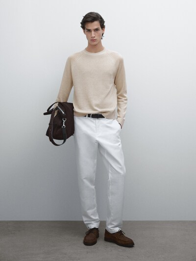 Massimo Dutti Свитер с круглым вырезом из льняной смеси