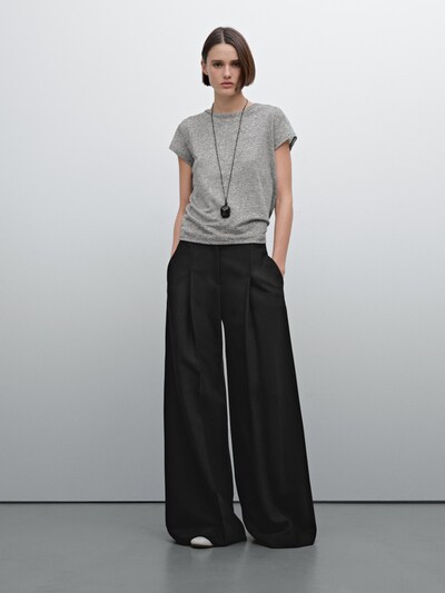 Massimo Dutti Футболка из льна с короткими полосками