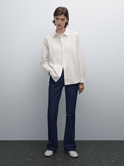 Massimo Dutti Рубашка на тонкой застежке из 100% хлопка