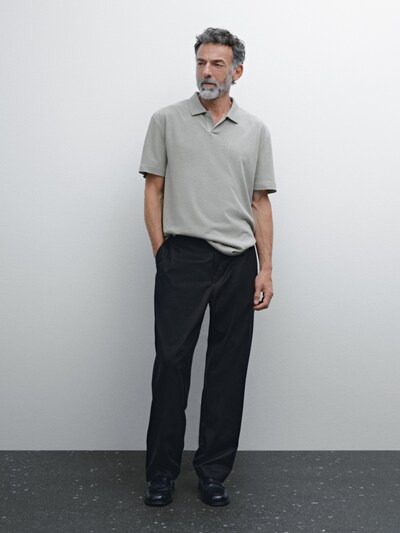 Massimo Dutti Поло из смесового льняного трикотажа с коротким рукавом