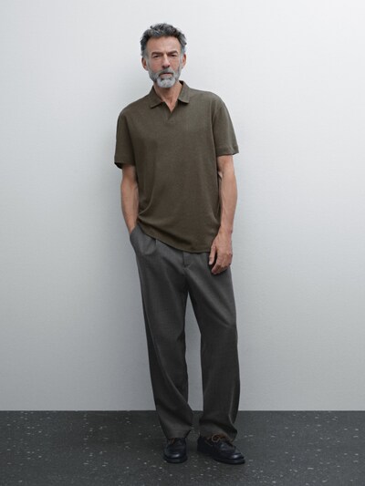 Massimo Dutti Поло с короткими рукавами из смесового льна