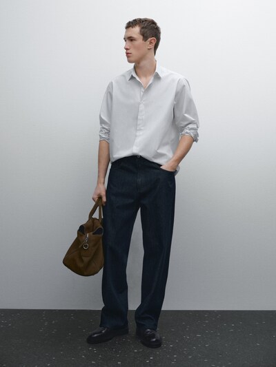 Massimo Dutti Полосатая хлопчатобумажная поплиновая рубашка