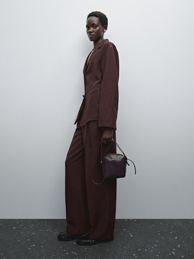 Massimo Dutti Полуструктурированный блейзер с поясом