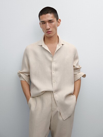 Massimo Dutti Рубашка обычного покроя из 100% льна