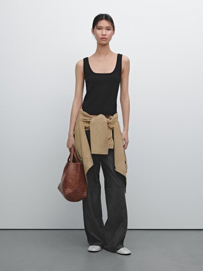 Massimo Dutti Топ с толстыми бретельками из вязаного материала купить с доставкой.