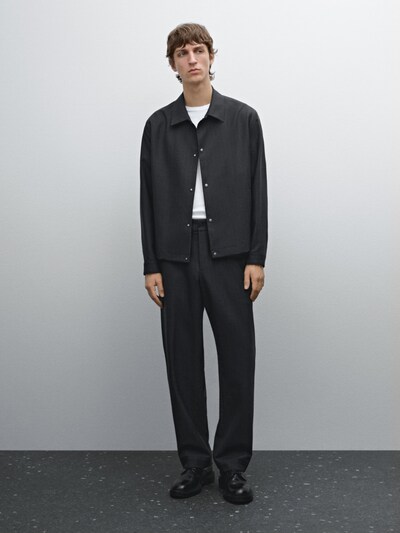 Massimo Dutti Верхняя рубашка из смеси шерсти в полоску