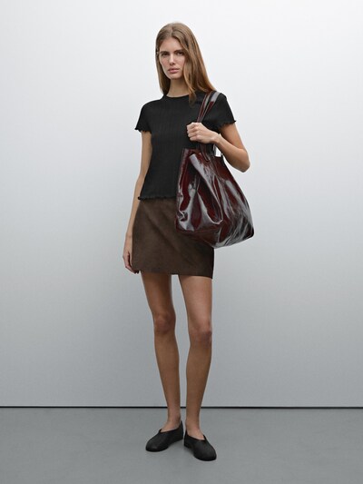 Massimo Dutti Ажурная хлопковая футболка POINTELLE