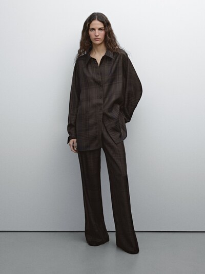 Massimo Dutti Длинная верхняя рубашка в клетку купить с доставкой.
