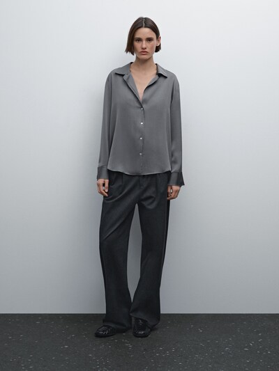 Massimo Dutti Струящаяся атласная рубашка с манжетами