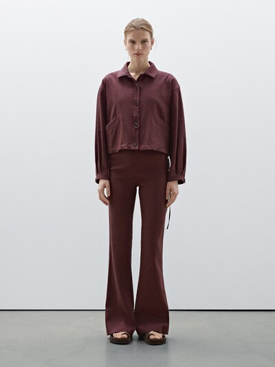 Massimo Dutti Расклешенные облегающие брюки из льняной смеси
