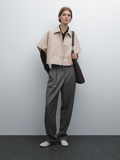 Massimo Dutti Открытое короткое пальто из 100% хлопка купить с доставкой.