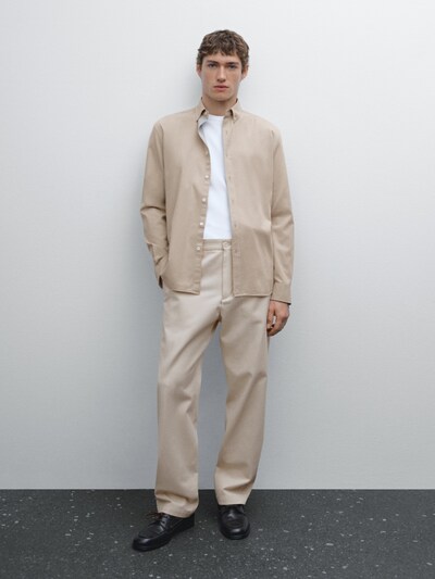 Massimo Dutti Рубашка из саржи из хлопчатобумажной смеси