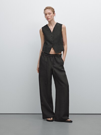 Massimo Dutti Льняные брюки с оборванными краями