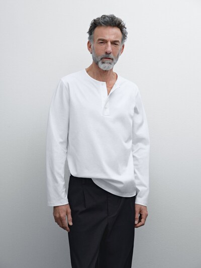 Massimo Dutti Футболка с воротником-стойкой пекаря из 100% хлопка