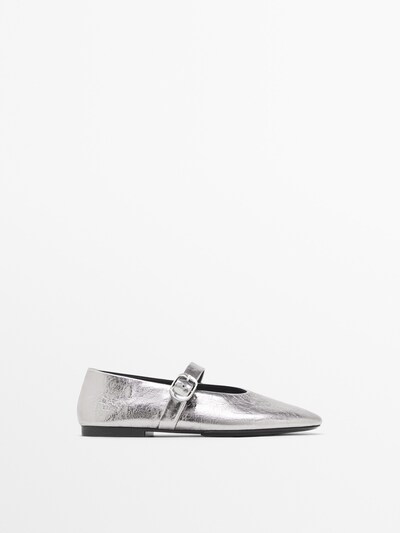 Massimo Dutti Металлические балетки с пряжкой