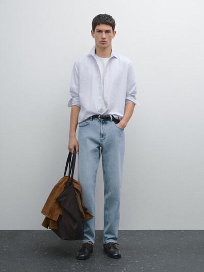 Massimo Dutti Рубашка в полоску обычного покроя из 100% хлопка