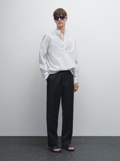 Massimo Dutti Рубашка в полоску обычного покроя из хлопчатобумажной смеси