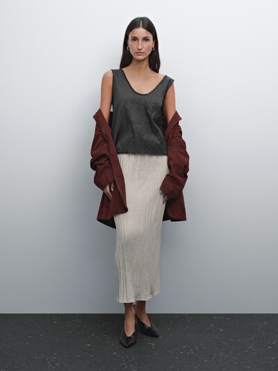 Massimo Dutti Струящаяся плиссированная юбка миди