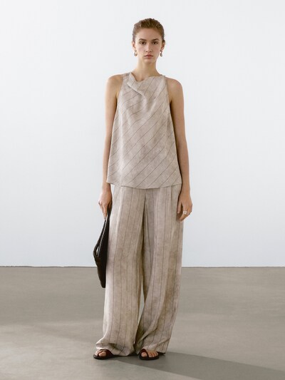 Massimo Dutti Струящиеся брюки в полоску с прямыми штанинами