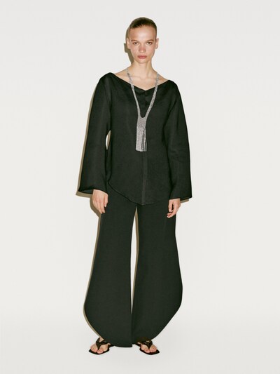 Massimo Dutti Льняная рубашка с вырезом лодочкой - лимитированная серия