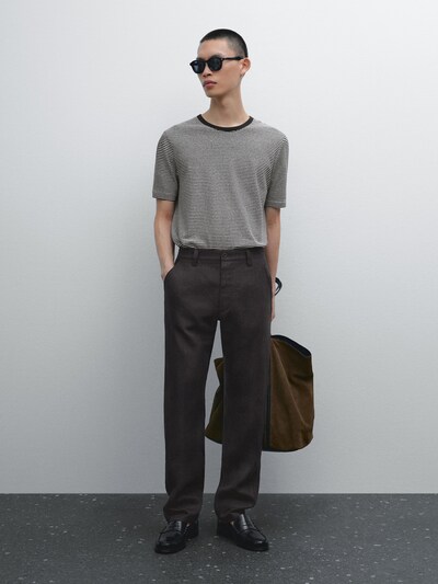 Massimo Dutti Полосатая футболка из смеси хлопка и льна купить с доставкой.