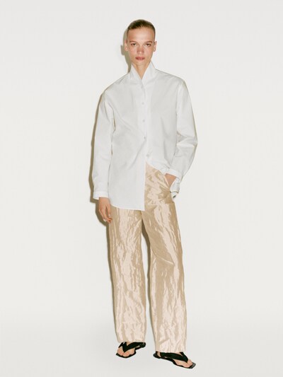 Massimo Dutti Прямые брюки из атласа с фактурой - лимитированная серия