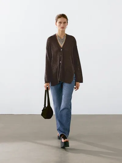 Кардиган из тонкого вязаного полотна OVERSIZE