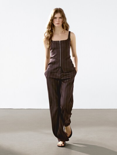 Massimo Dutti Приталенный жилет в полоску на молнии