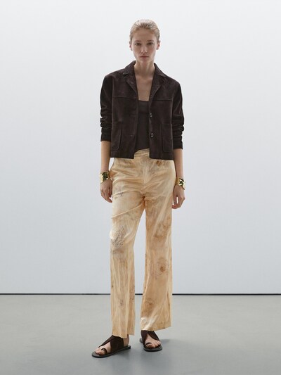 Massimo Dutti Струящиеся брюки с прямыми штанинами цвета металлик