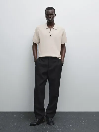 Поло из вязаного трикотажа 100% хлопок MASSIMO DUTTI
