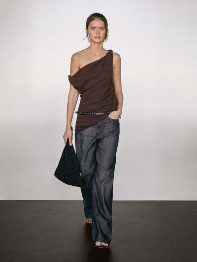 Massimo Dutti Топ из льняной смеси с асимметричным вырезом