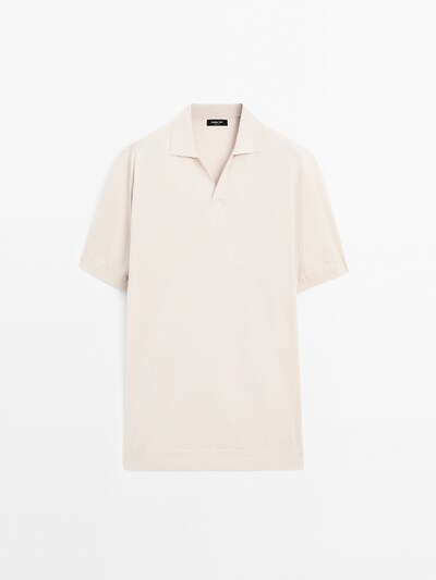Massimo Dutti Трикотажная рубашка-поло с V-образным вырезом из льна