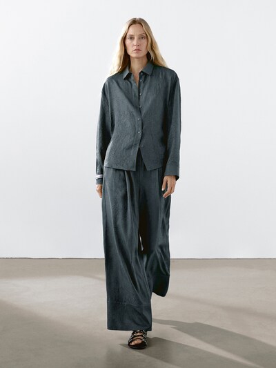 Massimo Dutti Атласная рубашка с текстурными деталями